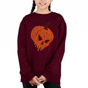 Evil Pumpkin - Girl's Word Art Crewneck Sweatshirt