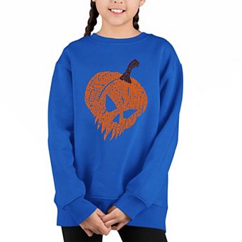 Evil Pumpkin - Girl's Word Art Crewneck Sweatshirt