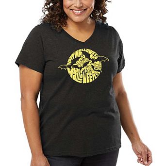 Women's Plus Size Word Art V-Neck - Halloween Bats