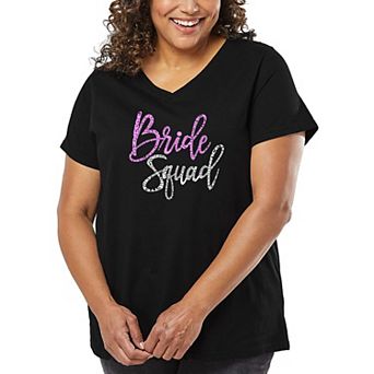 Women's Plus Size Word Art V-Neck - Bride Squad