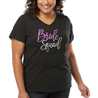 Women's Plus Size Word Art V-Neck - Bride Squad