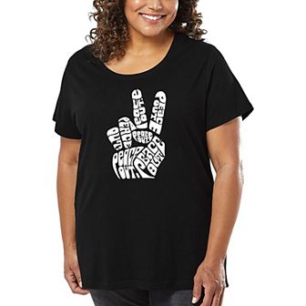 Women's Plus Size Word Art T-shirt - Peace Out