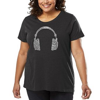 Women's Plus Size Word Art T-shirt - 63 DIFFERENT GENRES OF MUSIC
