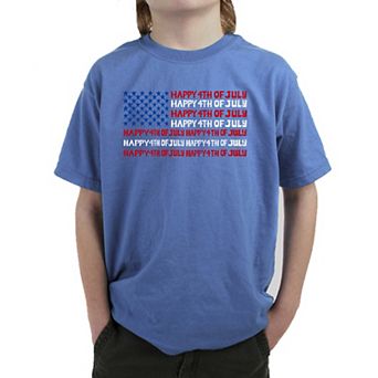 Happy 4th of July - Boy's Word Art T-Shirt
