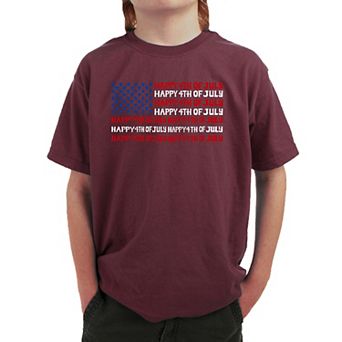 Happy 4th of July - Boy's Word Art T-Shirt