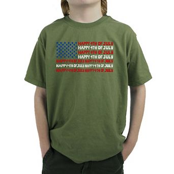 Happy 4th of July - Boy's Word Art T-Shirt