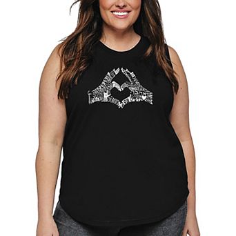 Women's Plus Size Word Art Tank Top - Finger Heart