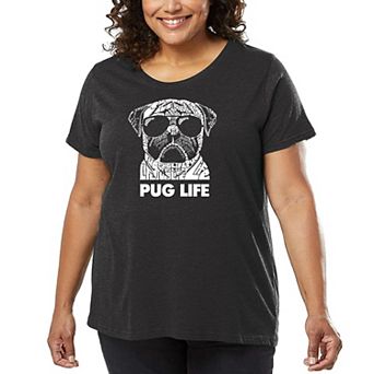 Women's Plus Size Word Art T-shirt - Pug Life