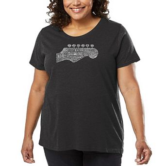 Women's Plus Size Word Art T-shirt - Guitar Head
