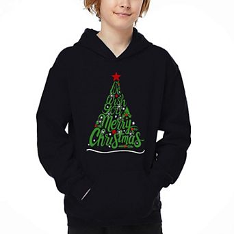 We Wish You A Merry Christmas - Boy's Word Art Hooded Sweatshirt