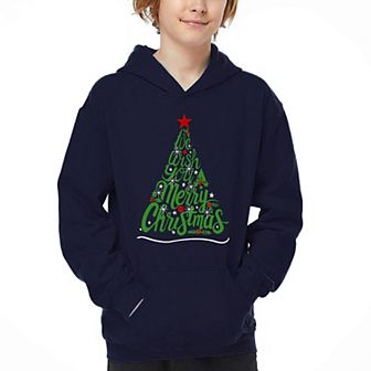 We Wish You A Merry Christmas - Boy's Word Art Hooded Sweatshirt