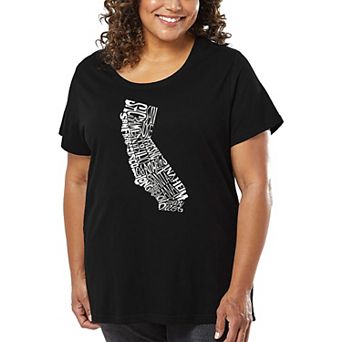 Women's Plus Size Word Art T-shirt - California State