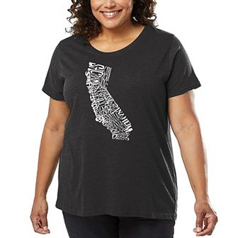 Women's Plus Size Word Art T-shirt - California State