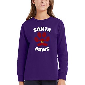 Santa Paws - Girl's Word Art Long Sleeve T-Shirt