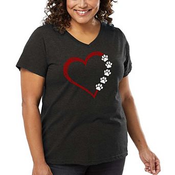 Meow Heart - Women's Plus Size Word Art V-Neck