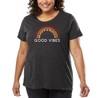 Women's Plus Size Word Art T-shirt - Good Vibes