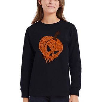 Evil Pumpkin - Girl's Word Art Long Sleeve T-Shirt