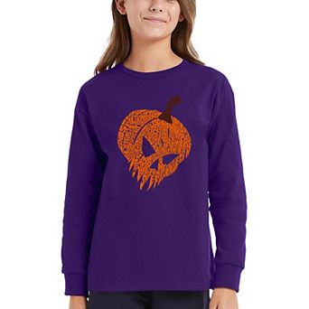 Evil Pumpkin - Girl's Word Art Long Sleeve T-Shirt