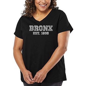 Women's Plus Size Word Art V-Neck - POPULAR NEIGHBORHOODS IN BRONX, NY