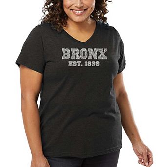 Women's Plus Size Word Art V-Neck - POPULAR NEIGHBORHOODS IN BRONX, NY
