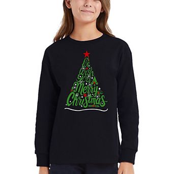 We Wish You A Merry Christmas - Girl's Word Art Long Sleeve T-Shirt