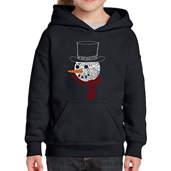 Snowman Face - Girl's Word Art Hooded Sweatshirt