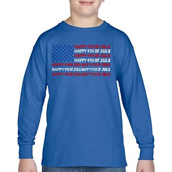 Happy 4th of July - Boy's Word Art Long Sleeve T-Shirt