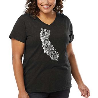 Women's Plus Size Word Art V-Neck - California State