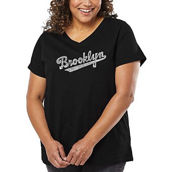 Women's Plus Size Word Art V-Neck - Brooklyn Neighborhoods