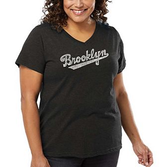 Women's Plus Size Word Art V-Neck - Brooklyn Neighborhoods
