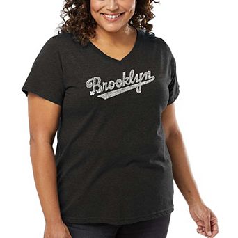 Women's Plus Size Word Art V-Neck - Brooklyn Neighborhoods