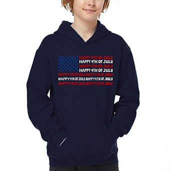 Happy 4th of July - Boy's Word Art Hooded Sweatshirt