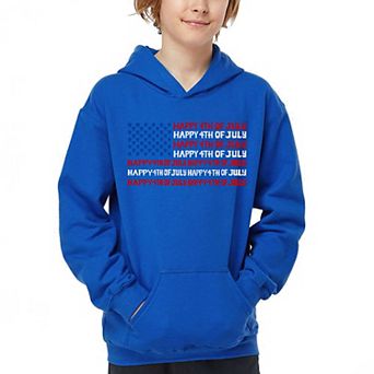 Happy 4th of July - Boy's Word Art Hooded Sweatshirt