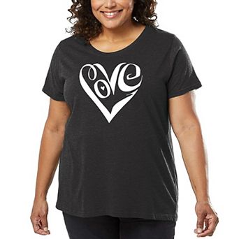 Script Heart - Women's Plus Size Word Art T-Shirt