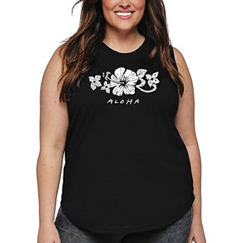 Women's Plus Size Word Art Tank Top - ALOHA