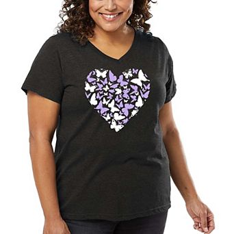 Butterfly Heart - Women's Plus Size Word Art V-Neck