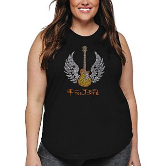 Women's Plus Size Word Art Tank Top - LYRICS TO FREEBIRD