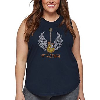 Women's Plus Size Word Art Tank Top - LYRICS TO FREEBIRD