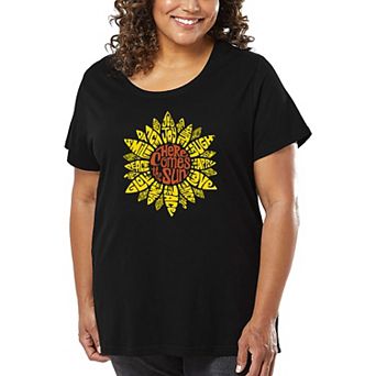 Women's Plus Size Word Art T-shirt - Sunflower