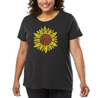 Women's Plus Size Word Art T-shirt - Sunflower