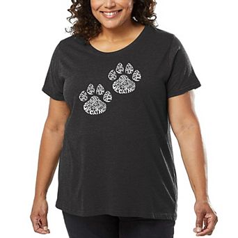 Women's Plus Size Word Art T-shirt - Cat Mom