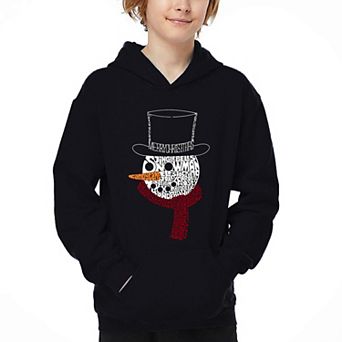 Snowman Face - Boy's Word Art Hooded Sweatshirt