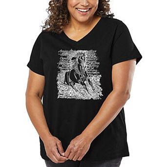 Women's Plus Size Word Art V-Neck - POPULAR HORSE BREEDS