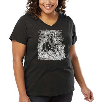 Women's Plus Size Word Art V-Neck - POPULAR HORSE BREEDS