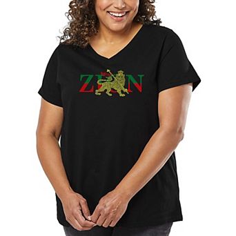 Women's Plus Size Word Art V-Neck - Zion - One Love