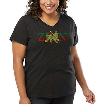 Women's Plus Size Word Art V-Neck - Zion - One Love