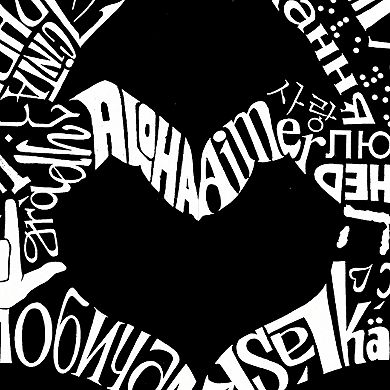 Women's Plus Size Word Art V-Neck - Finger Heart