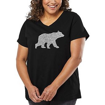 Women's Plus Size Word Art V-Neck - Mama Bear