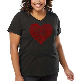 Women's Plus Size Word Art V-Neck - Country Music Heart