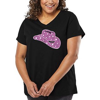 Cowgirl Hat - Women's Plus Size Word Art V-Neck